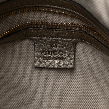 Gucci Metallic Pebbled Calfskin Medium Soho Chain Shoulder Bag Golden Beige 6 of 13