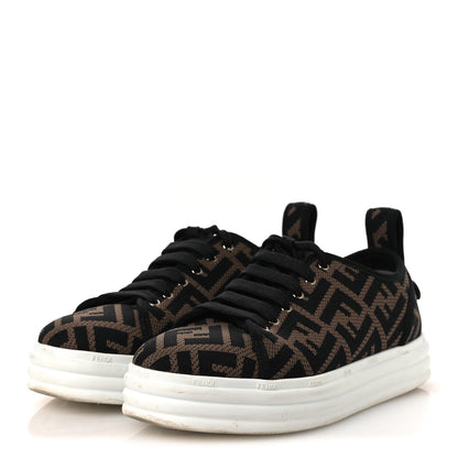 Fendi Fabric FF Micro-Perforated Rise Low Top Sneakers 36.5 Tobacco Black 4 of 12
