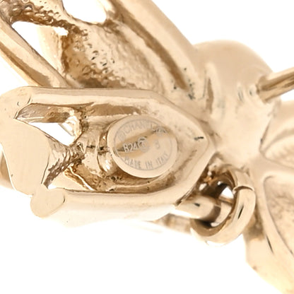 Chanel Crystal CC Bow Drop Earrings Gold 4 of 5