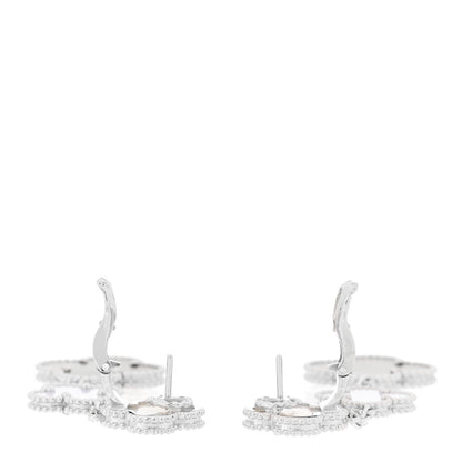 Van Cleef & Arpels 18K White Gold Mother of Pearl Chalcedony 3 Motifs Magic Alhambra Earrings 3 of 5