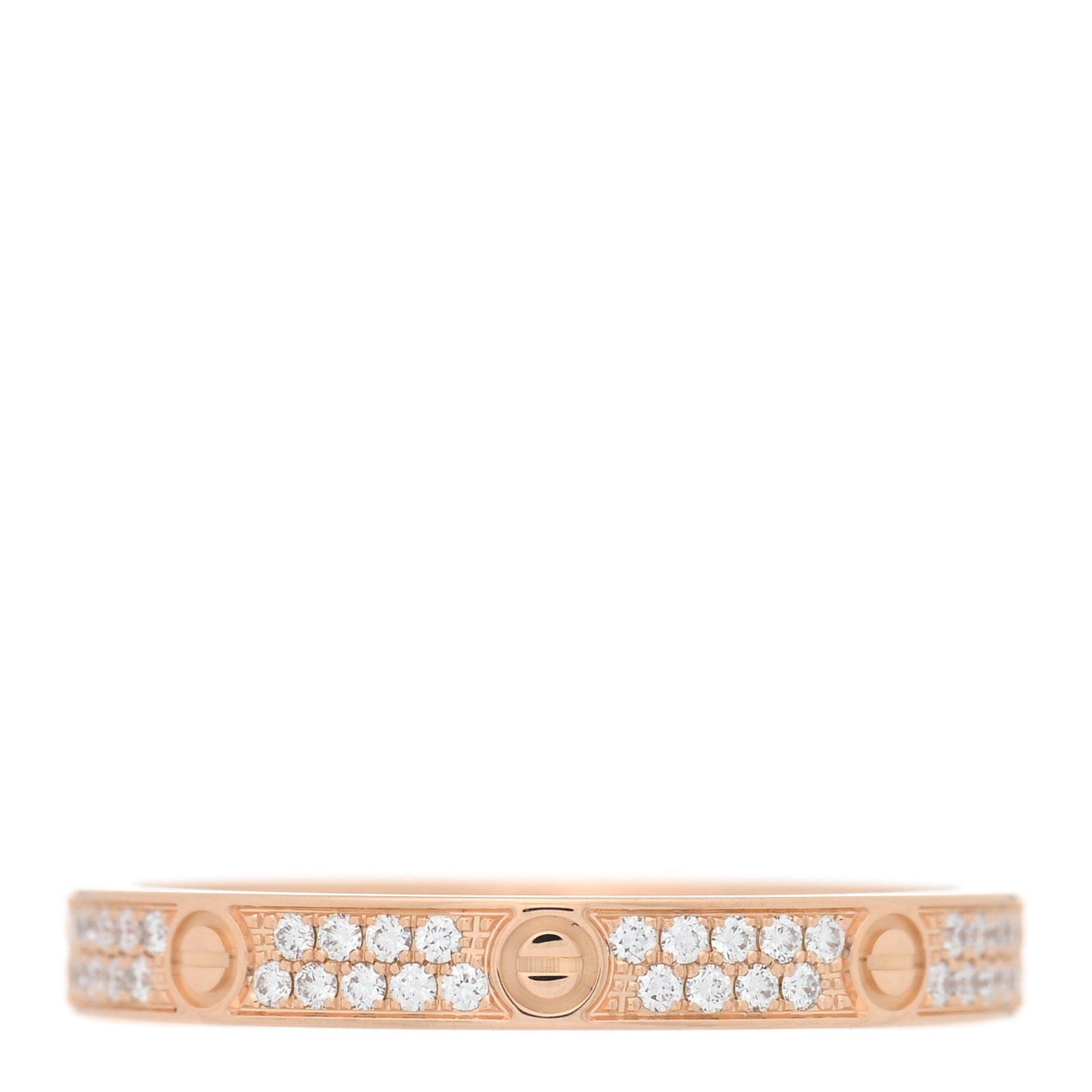 18K Pink Gold Diamond 2.6mm LOVE Paved Band Ring 52 6