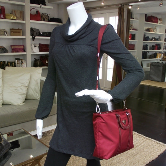 Nylon Tessuto Rosso Tote Bag