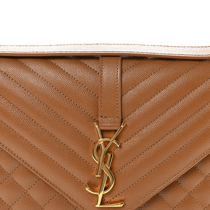 Saint Laurent Grain De Poudre Textured Mixed Matelasse Triquilt Large Monogram Satchel Naturel 7 of 9