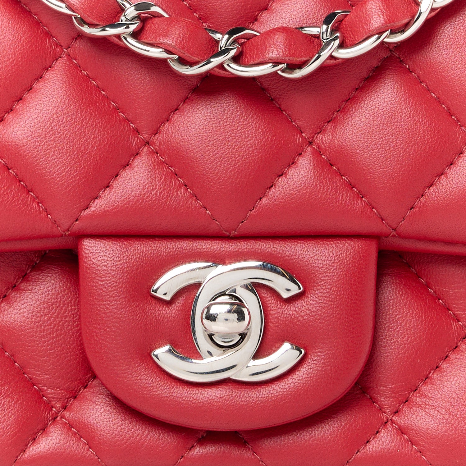 Chanel Lambskin Quilted Mini Square Flap Red 9 of 11