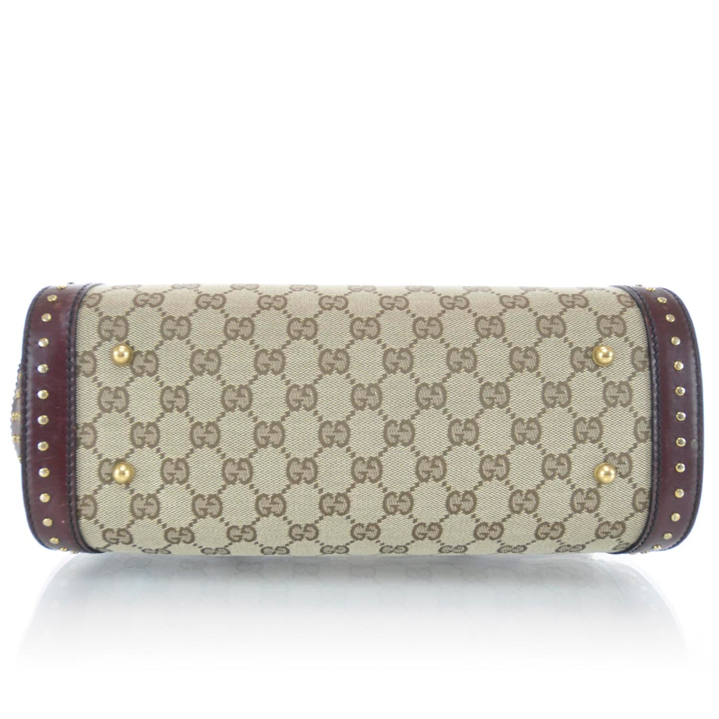 Monogram Studded Bamboo Bullet Satchel Brown