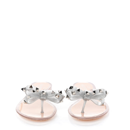 Valentino Garavani PVC Jelly Rockstud Bow Thong Sandals 35 Silver 2 of 8
