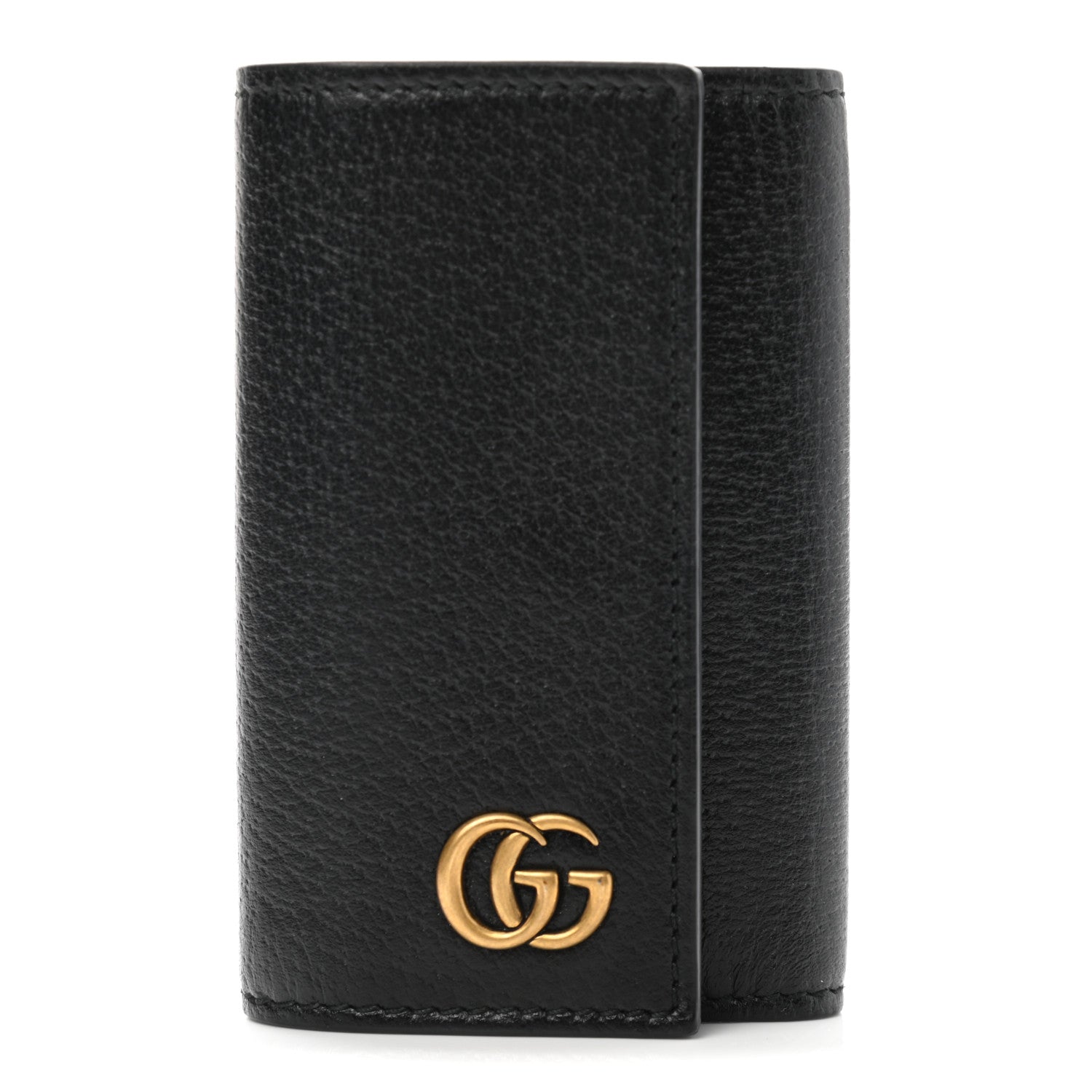 Gucci Calfskin Boar Effect GG Marmont 6 Key Holder Black 1 of 9