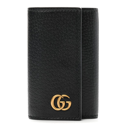Gucci Calfskin Boar Effect GG Marmont 6 Key Holder Black 1 of 9