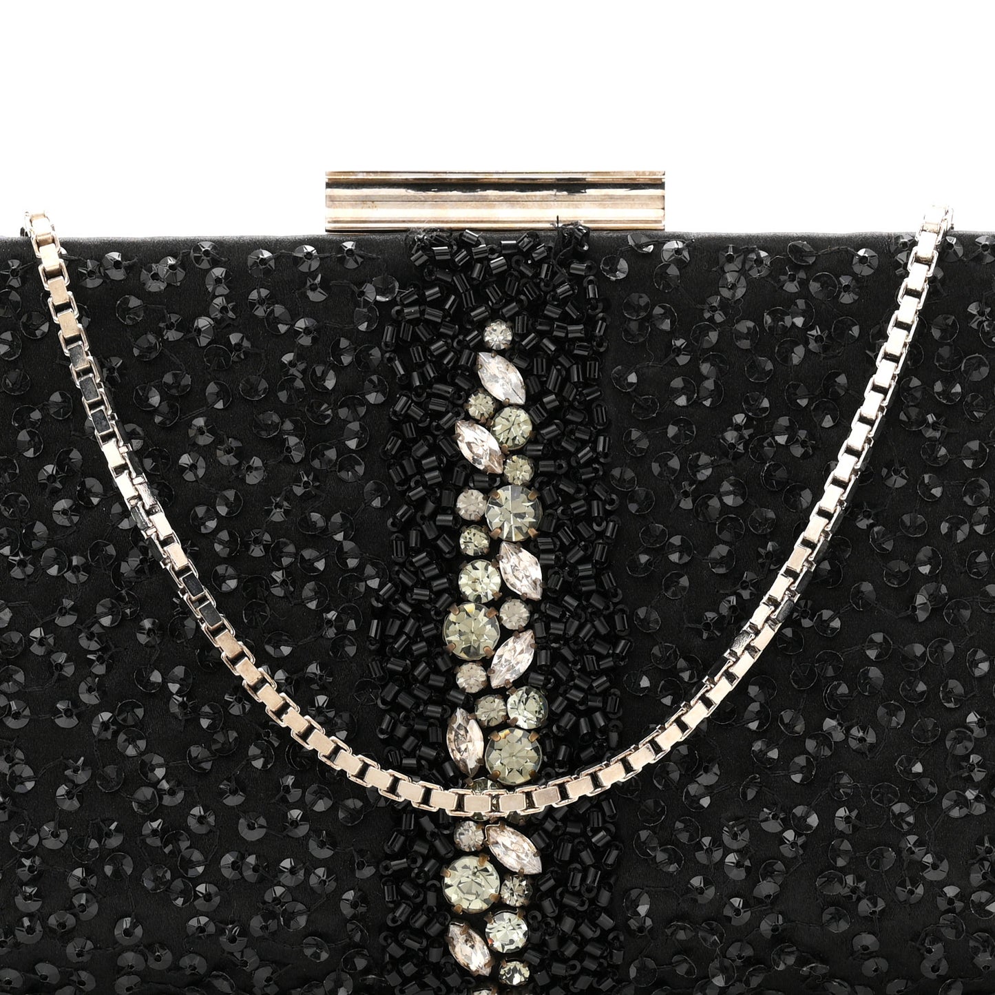 Satin Sequin Kameron Clutch Black