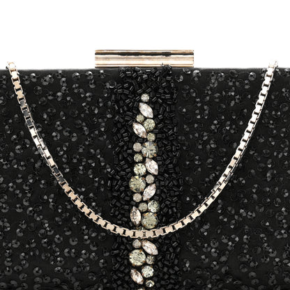 Salvatore Ferragamo Satin Sequin Kameron Clutch Black 8 of 11