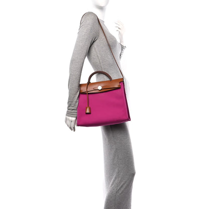 Hermes Vache Hunter Toile Herbag Zip 31 PM Magnolia Fauve 2 of 12