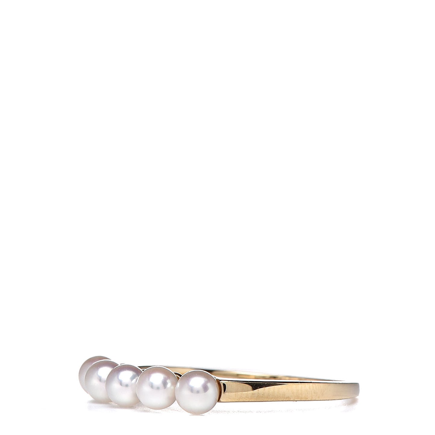 18K Yellow Gold Akoya Peal 5 Pearl Row Ring 54 7
