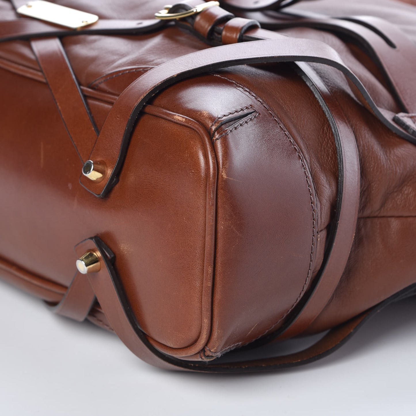 Soft Lambskin Bridle Calfskin Medium Gosford Hobo Dark Tan
