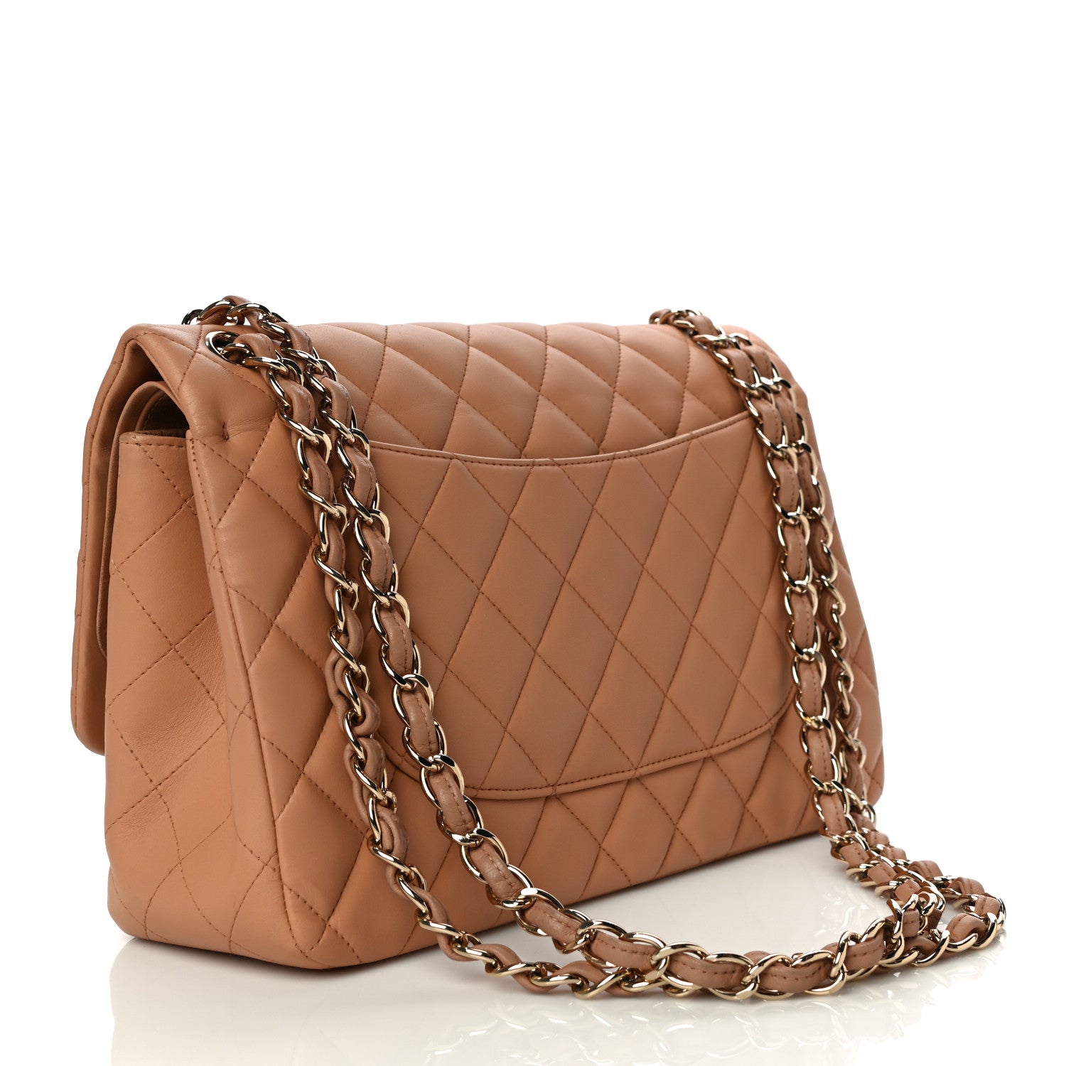 Chanel Lambskin Quilted Jumbo Double Flap Dark Beige 4 of 11