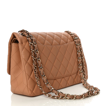 Chanel Lambskin Quilted Jumbo Double Flap Dark Beige 4 of 11