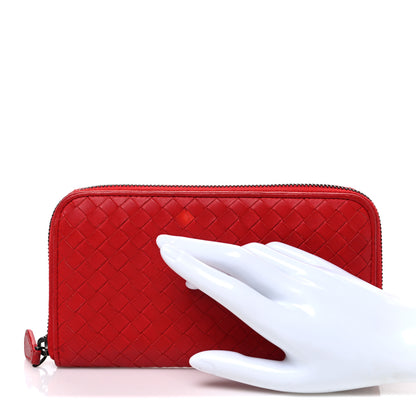 Bottega Veneta Nappa Intrecciato Zip Around Wallet Red 2 of 8