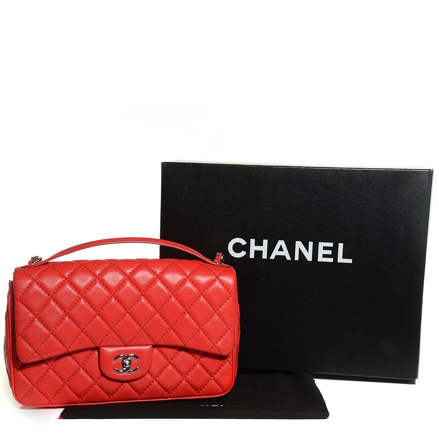Lambskin Quilted Easy Carry Jumbo Flap Red