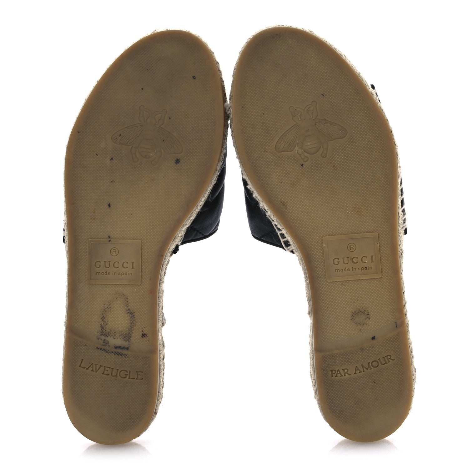 Gucci Nappa Matelasse GG Marmont Espadrille Slide Sandals 38 Black 7 of 14