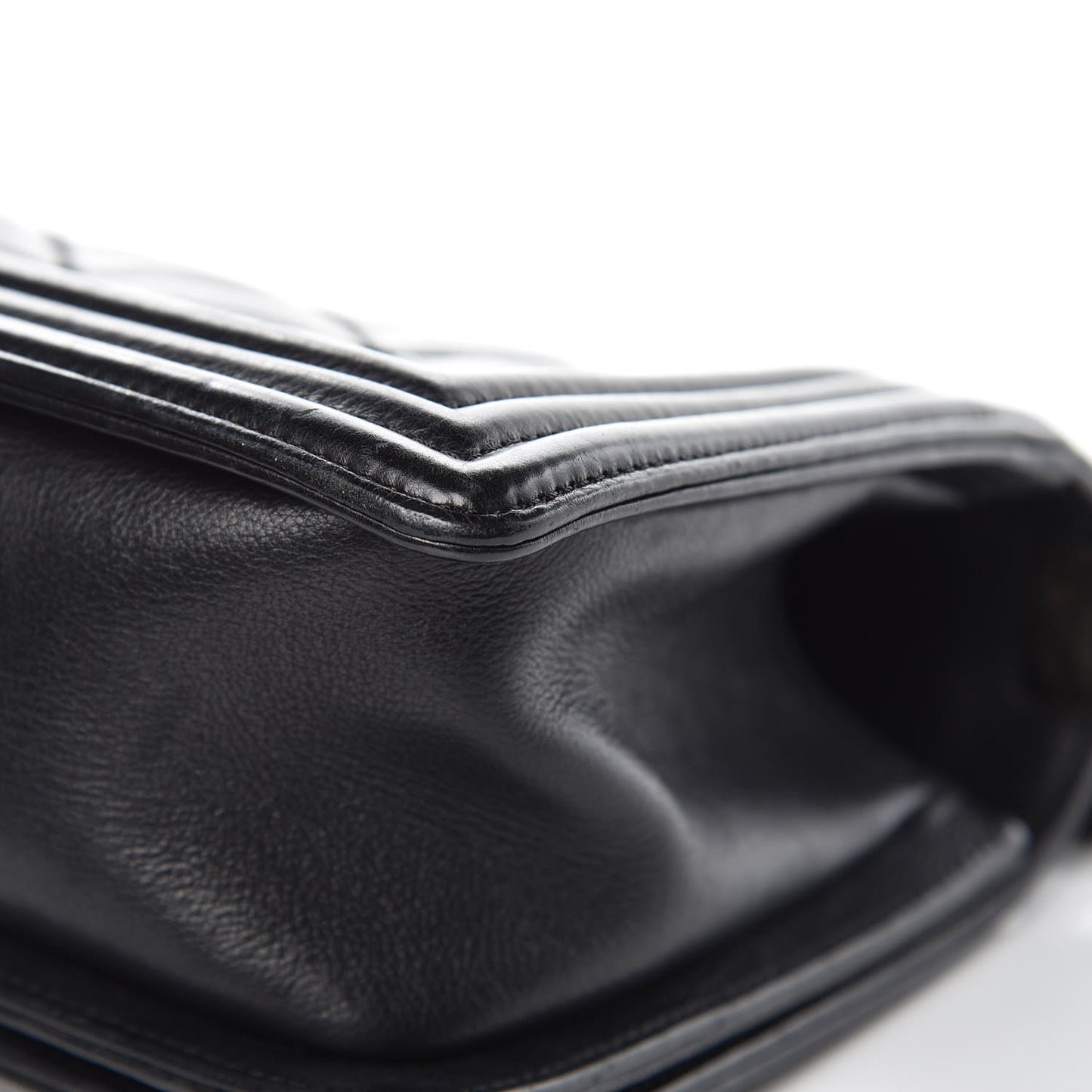 Calfskin Double Stitch Medium Boy Flap Black
