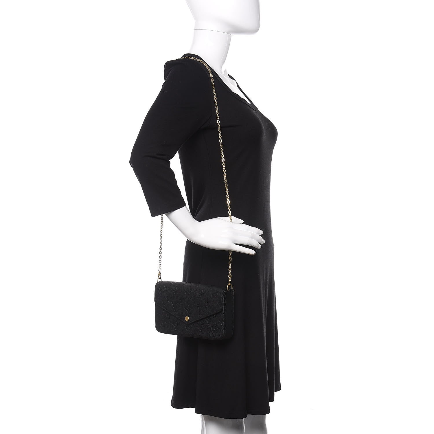 Louis Vuitton Empreinte Pochette Felicie Chain Wallet Black 2 of 11
