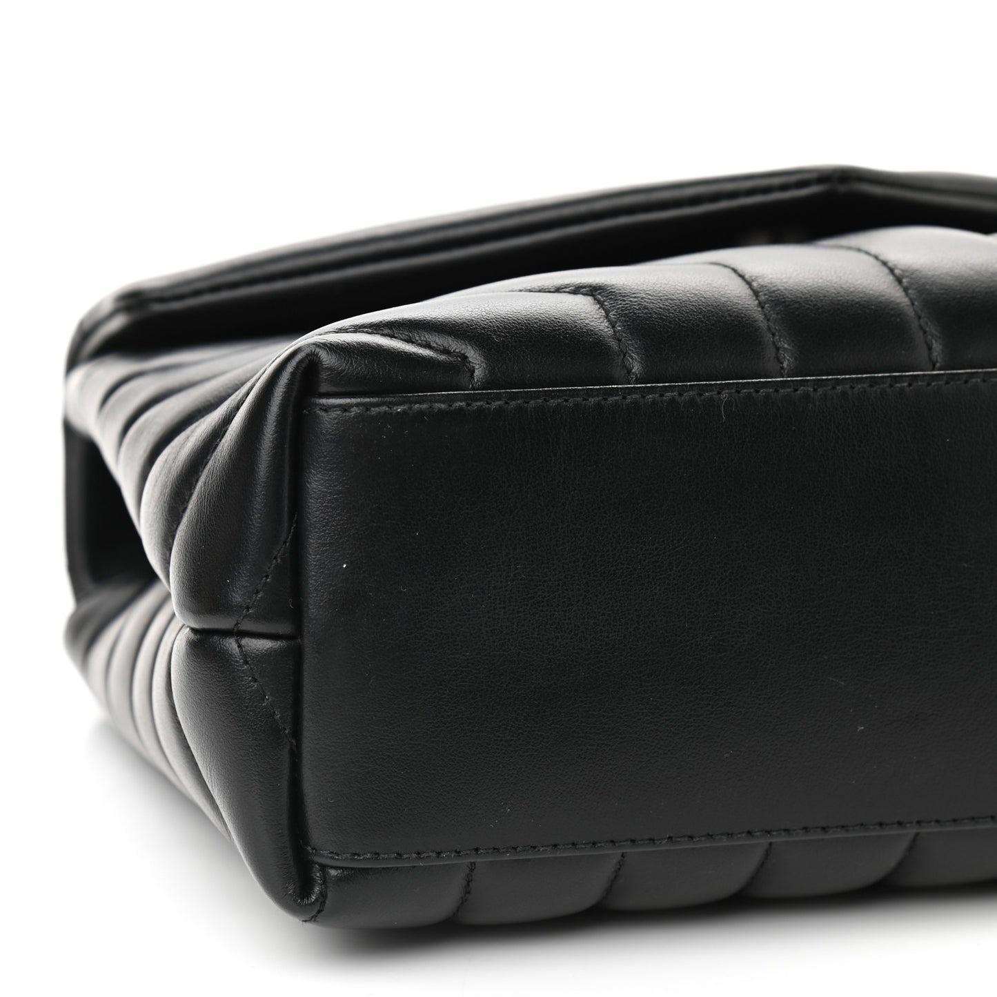 Calfskin Y Quilted Monogram Small Loulou Chain Satchel Black