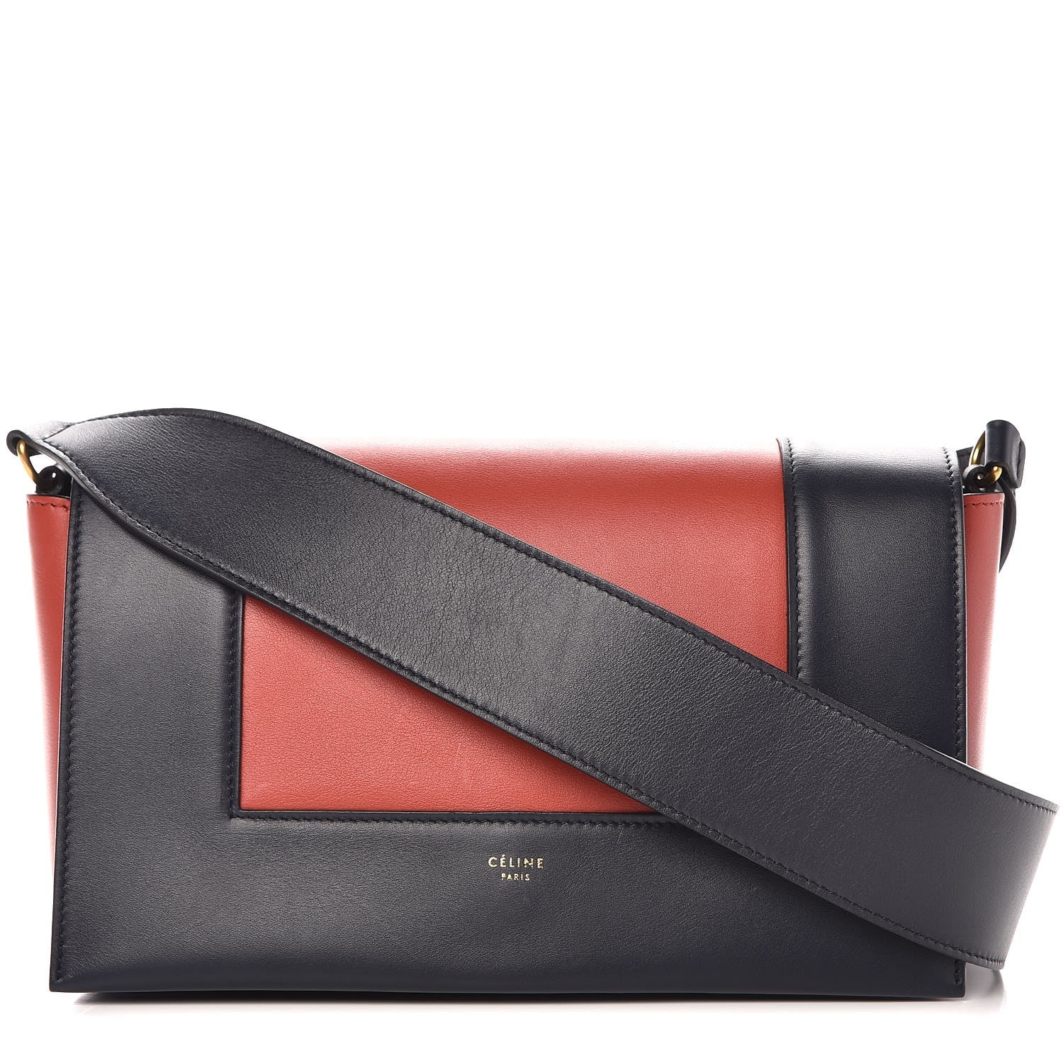 Celine Shiny Smooth Calfskin Medium Frame Shoulder Bag Dark Navy Claycourt 1 of 8