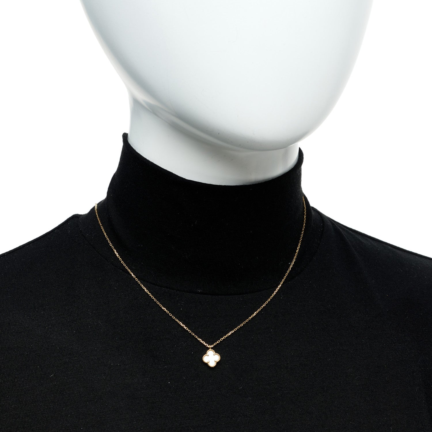 Van Cleef & Arpels 18K Yellow Gold Mother of Pearl Sweet Alhambra Pendant Necklace 2 of 5