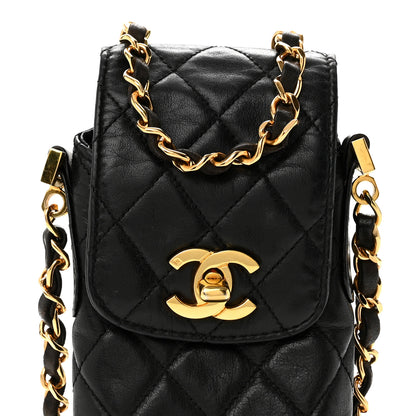 Chanel Lambskin Quilted Phone Holder Black 6 of 13
