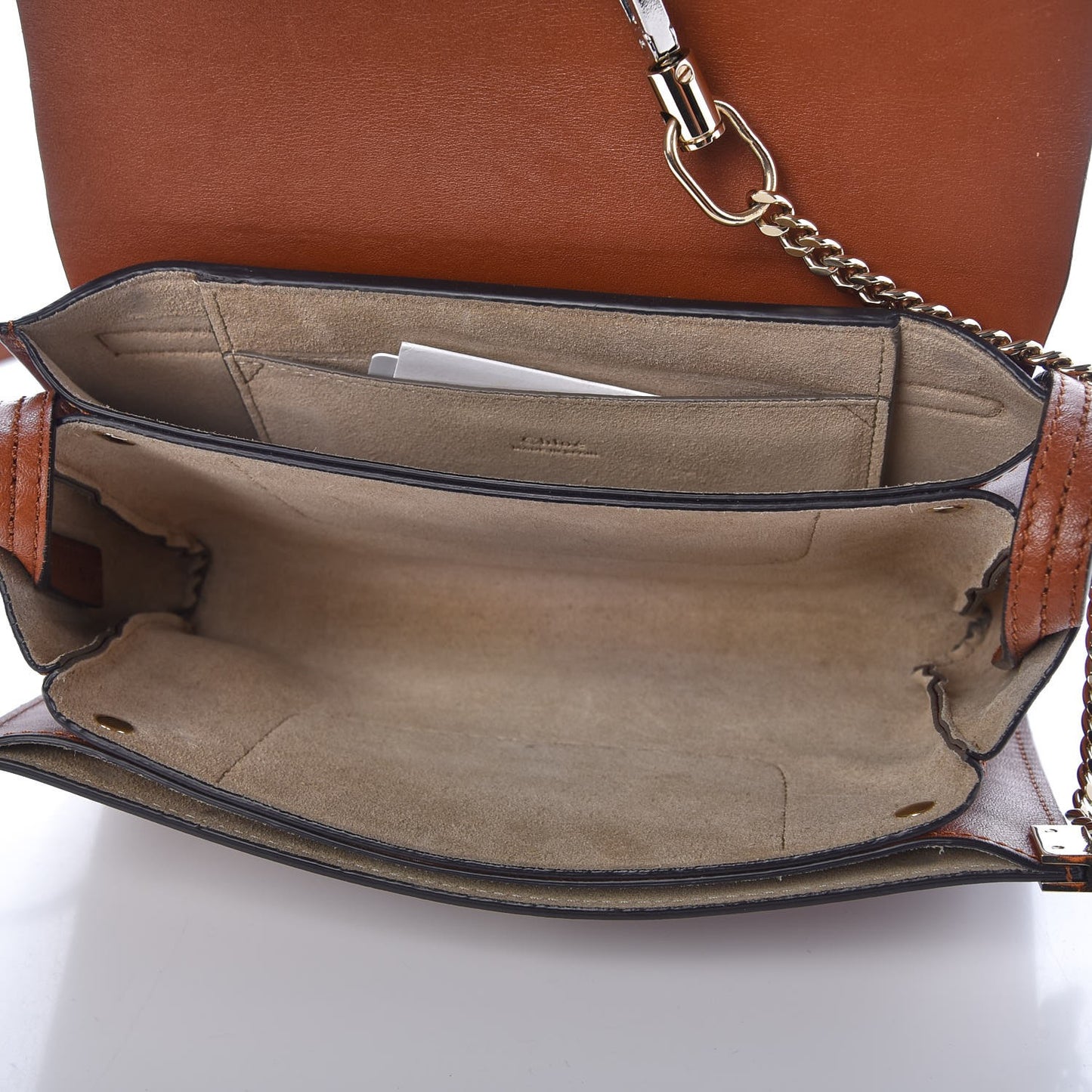 Suede Calfskin Small Faye Shoulder Bag Tobacco