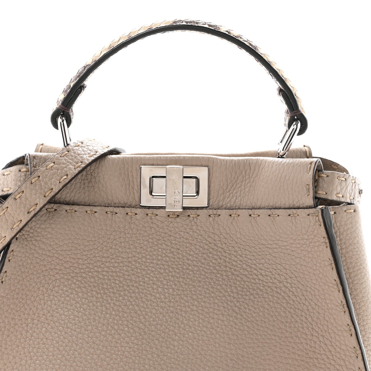 Cuoio Romano Snakeskin Selleria Mini Peekaboo Iconic Satchel Corda White