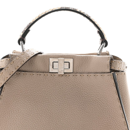 Fendi Cuoio Romano Snakeskin Selleria Mini Peekaboo Iconic Satchel Corda White 7 of 9