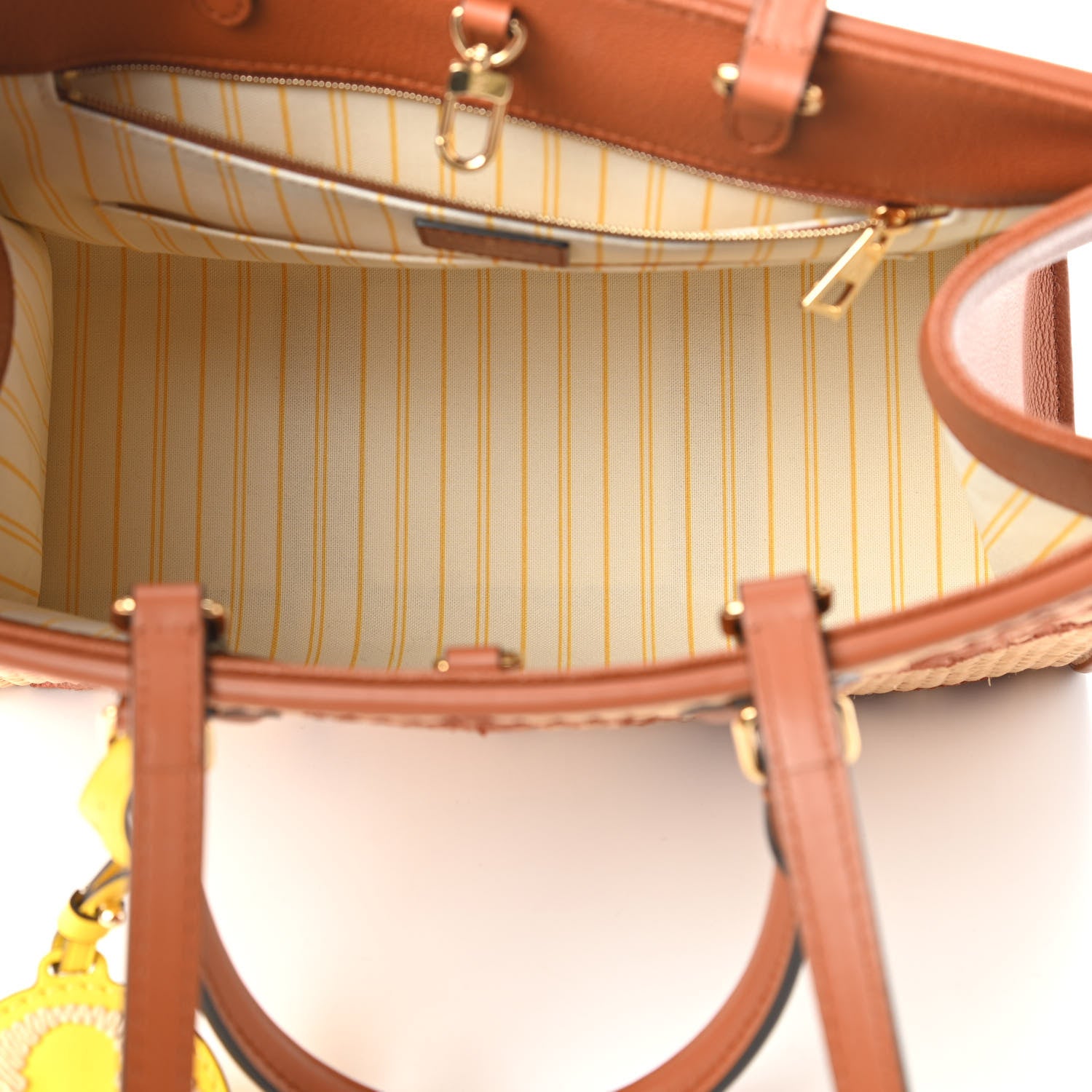 Louis Vuitton Raffia Calfskin Monogram Giant Onthego MM Tan 5 of 11