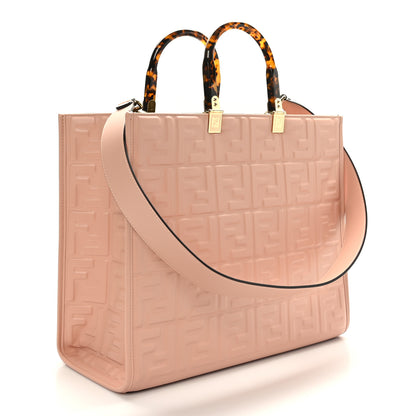 Fendi Vitello Plexiglass FF Embossed Medium Fendi Sunshine Shopper Tote Baby Pink 3 of 8