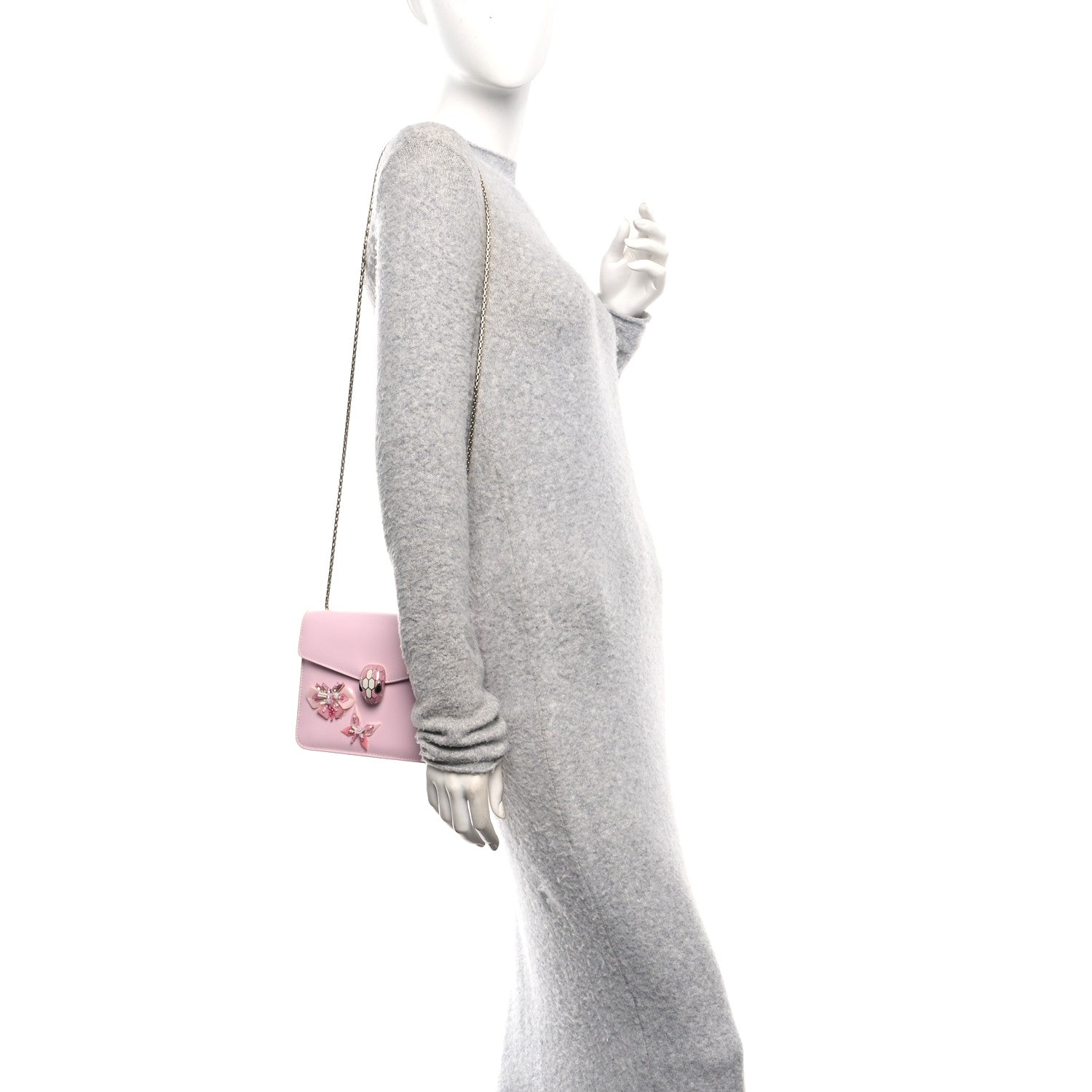 Bulgari Nappa Crystal Butterfly Embellished Serpenti Forever Crossbody Pink 2 of 10