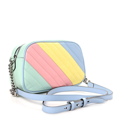 Gucci Calfskin Matelasse Diagonal Small GG Marmont Chain Shoulder Bag Multicolor Pastel 3 of 10