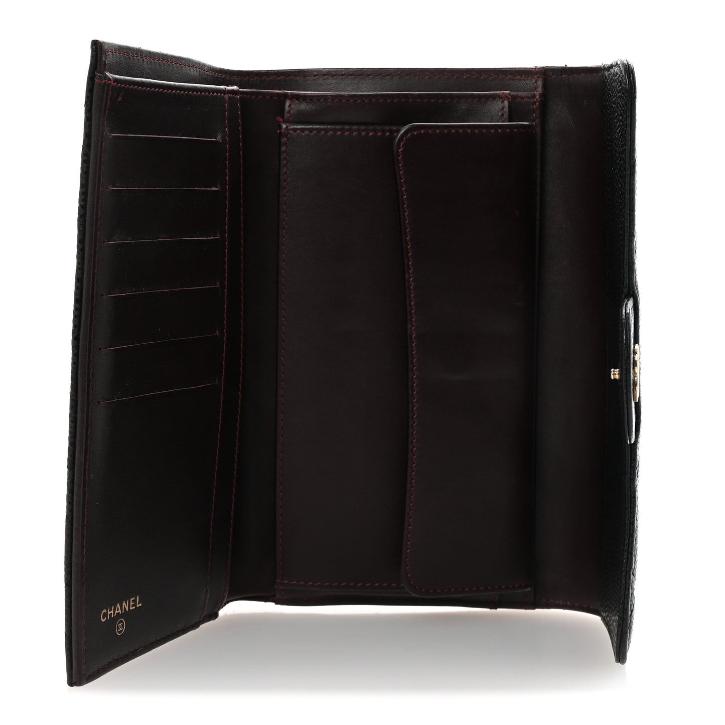 Caviar Quilted Long Flap Wallet Black
