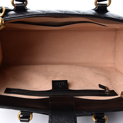 Gucci Azalea Calfskin Matelasse Diagonal GG Marmont Tote Bag Black 4 of 9