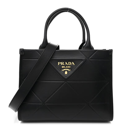 Prada Soft Calfskin Triangolo Symbole Embossed Mini Tote Black 1 of 10