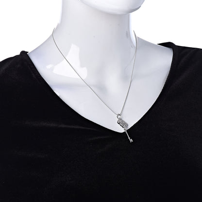 Tiffany 18K White Gold Diamond Knot Key Pendant Necklace 2 of 7