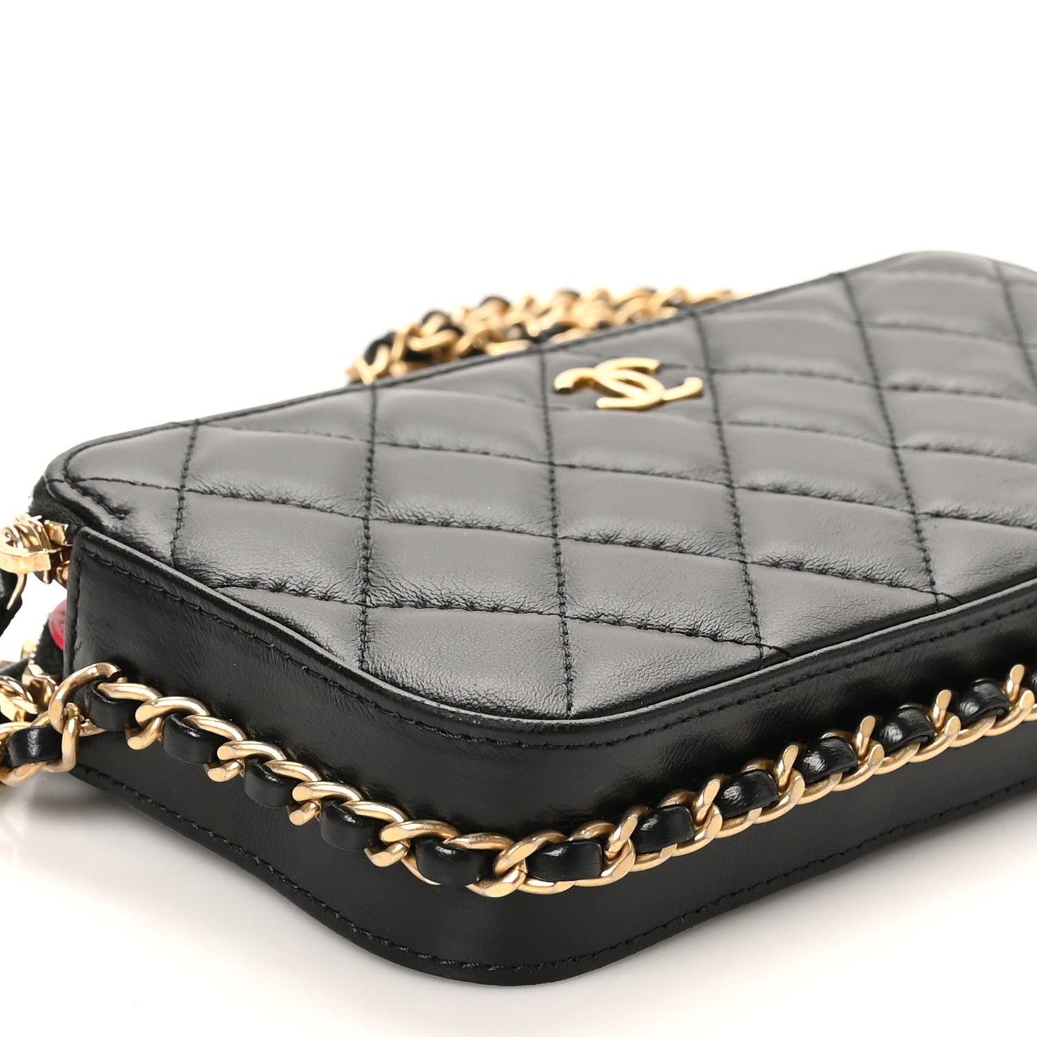 Chanel Lambskin Quilted Small Clutch With Chain Black 10 of 11