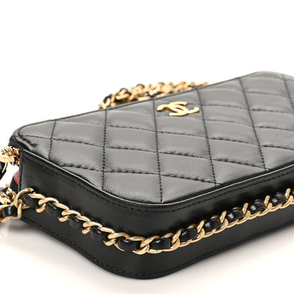 Chanel Lambskin Quilted Small Clutch With Chain Black 10 of 11