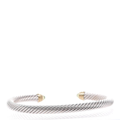 David Yurman Sterling Silver 14K Yellow Gold Peridot 5mm Cable Classics Petite Color Bracelet 3 of 4