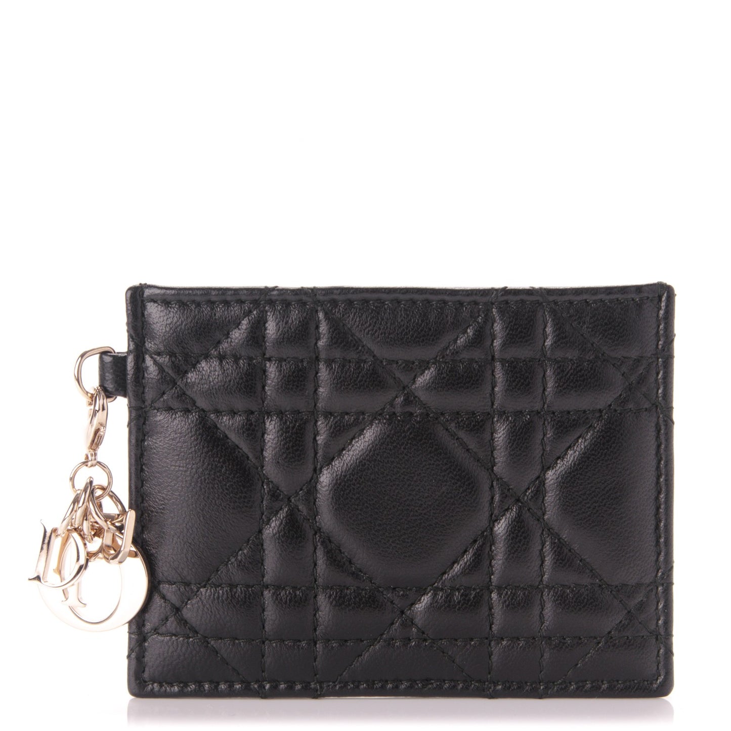 Lambskin Cannage Lady Dior Card Holder Black