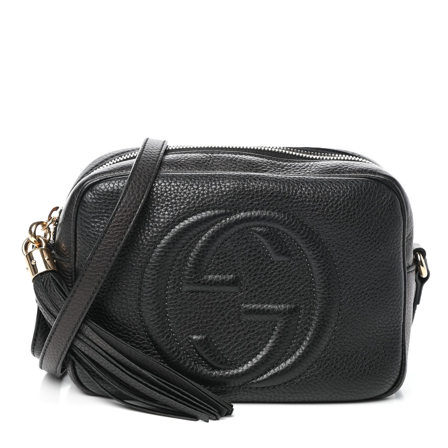 Pebbled Calfskin Small Soho Disco Bag Black