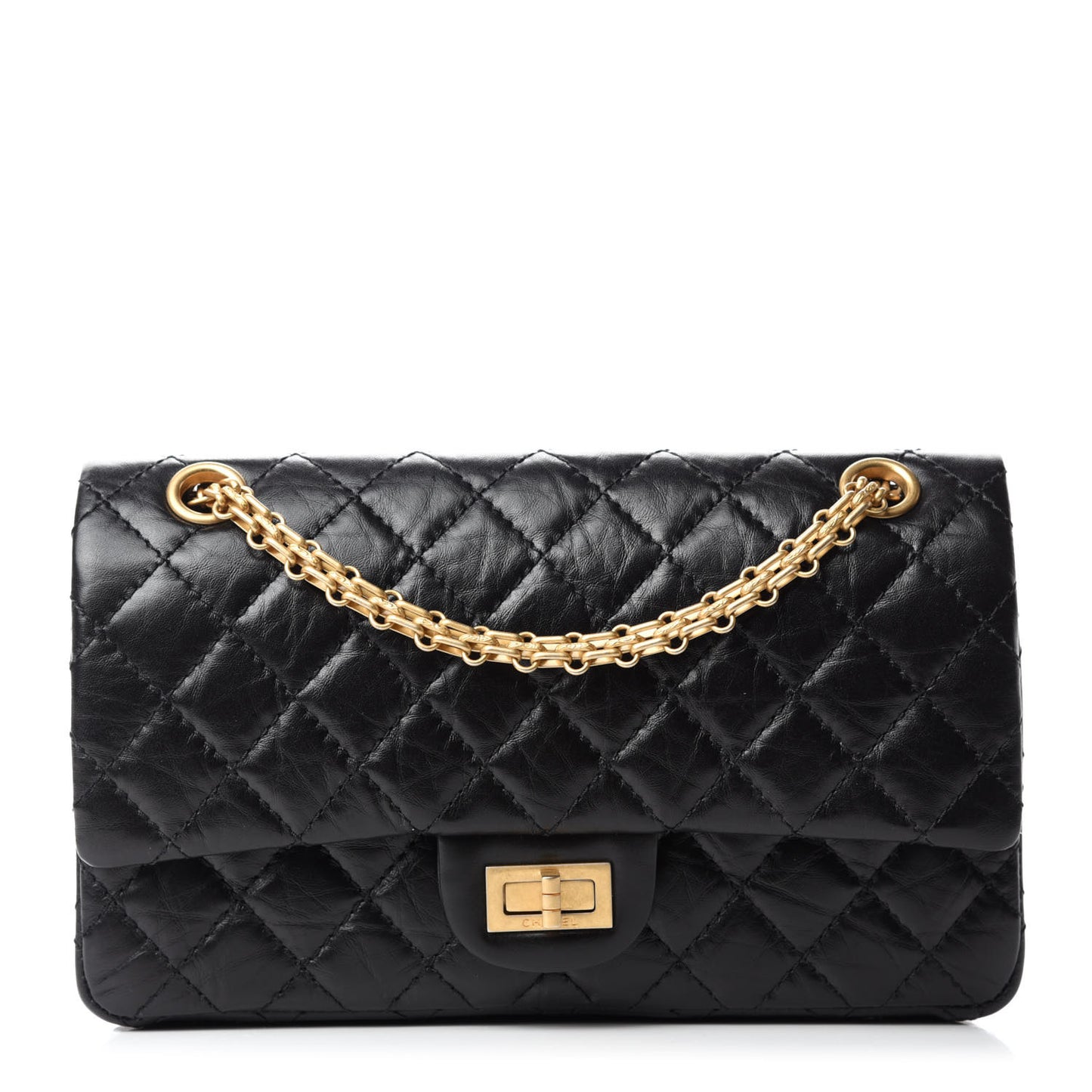 Aged Calfskin Quilted 2.55 Reissue 225 Flap Black