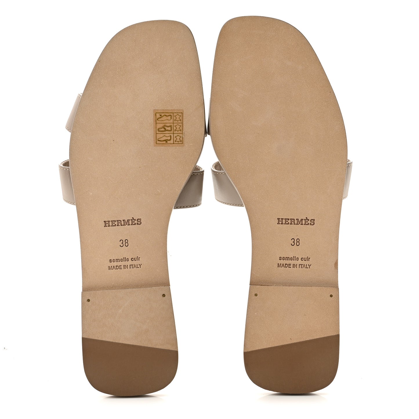 Box Calfskin Oran Sandals 38 Beige Mastic