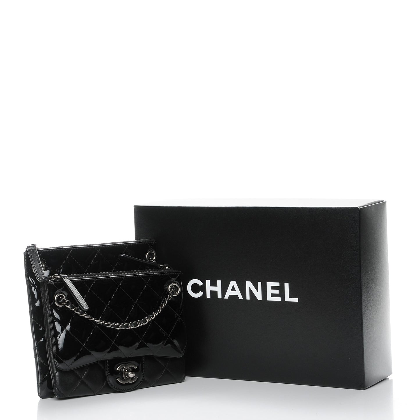 Patent Quilted Crossbody Black