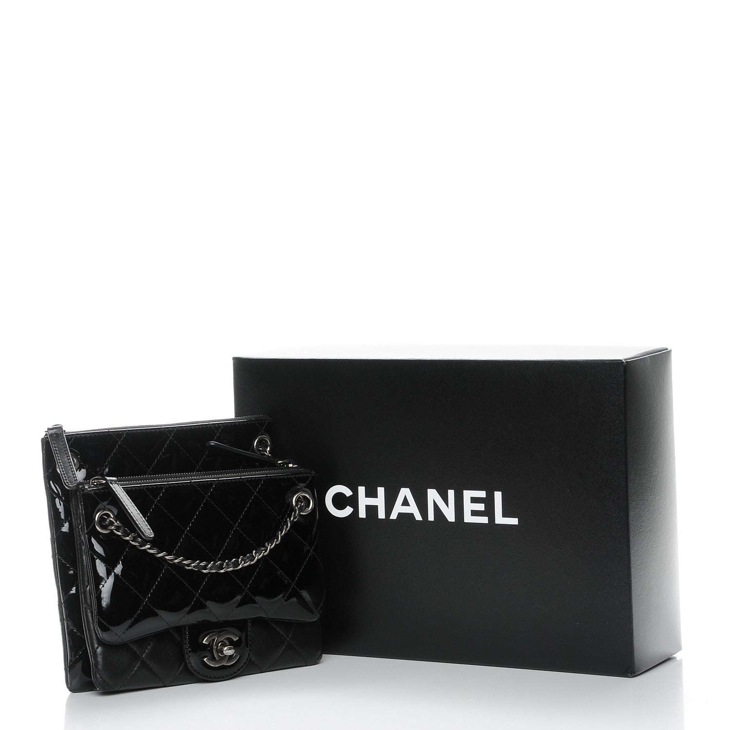 Chanel Patent Quilted Crossbody Black 10 of 10