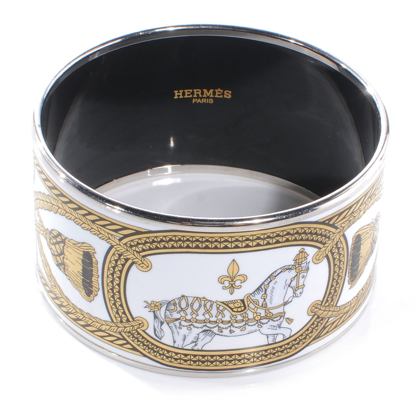 Enamel Printed Grand Apparat Extra Wide Bracelet 65 White