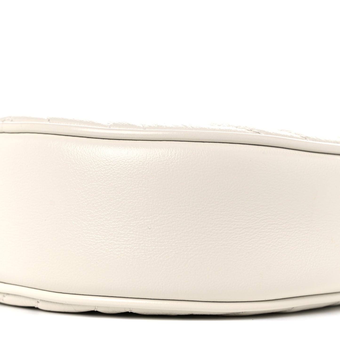 Calfskin Matelasse Mini GG Marmont Round Shoulder Bag White